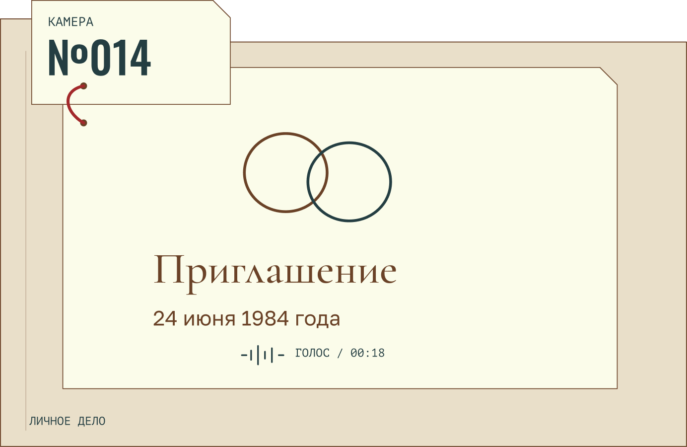 Личное дело камеры №014 с приглашением на свадьбу 24 июня 1984 года.